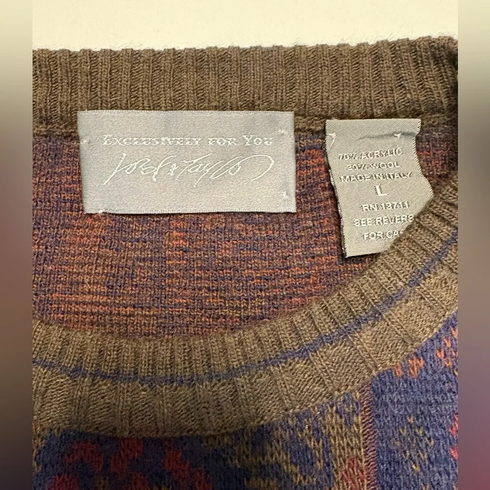 Vintage Lord & Taylor Cropped Paisley Knit Sweater - Picture 2 of 4